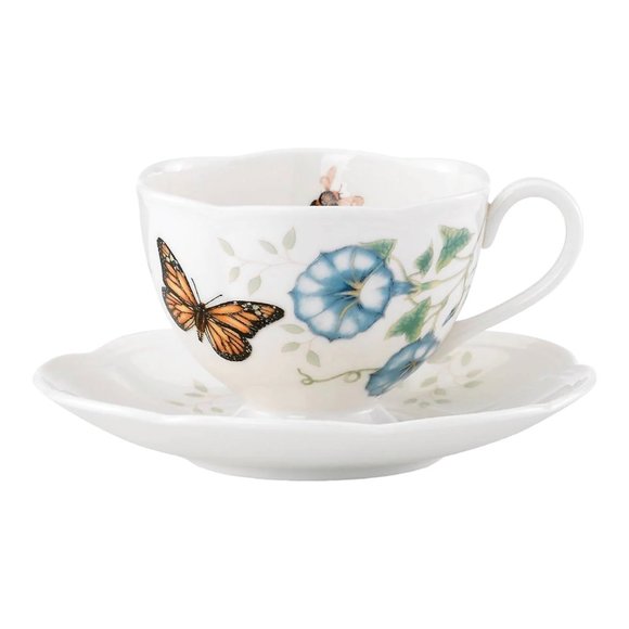 Lenox Butterfly Meadow Monarch Cup and Saucer Set New in Box - Picture 1 of 11